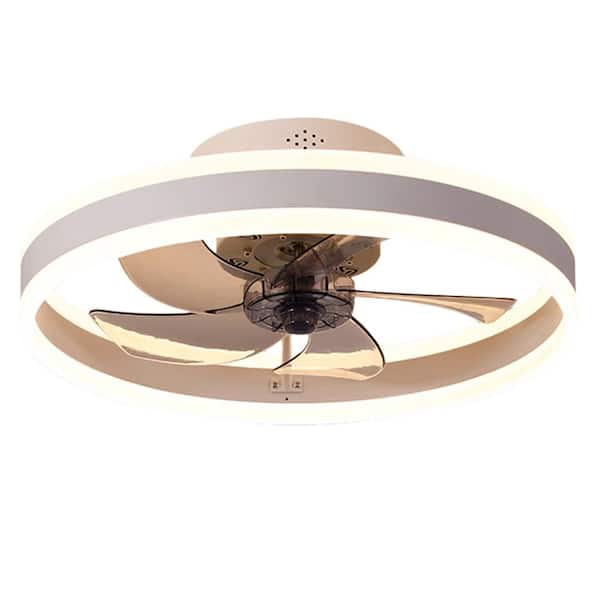 20 in. Smart Indoor White Flush Mount LED Ceiling Fan with Light Kit and Remote and App Control