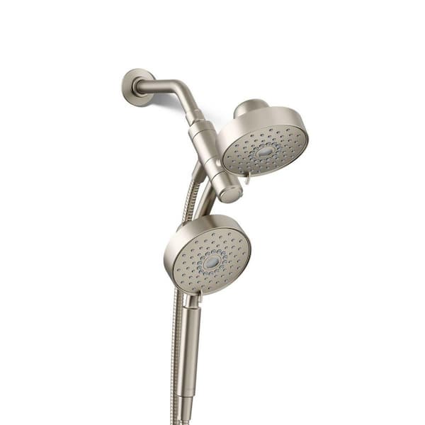 Purist 3-Spray Patterns with 2.5 GPM 5 in. Wall Mount Dual Shower Heads in Vibrant Brushed Nickel