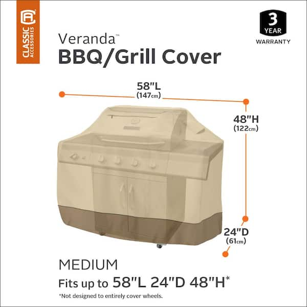 Veranda 58 in. L x 24 in. D x 48 in. H BBQ Grill Cover in Pebble