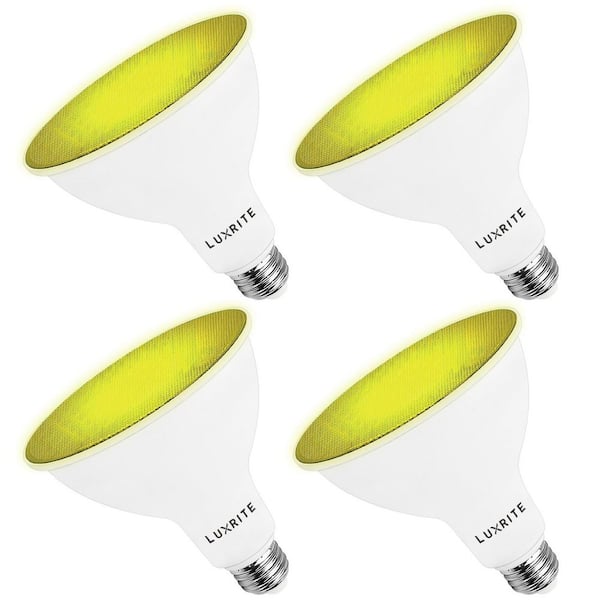 45-Watt Equivalent PAR38 LED Light Bulbs Flood Yellow Light Bulb 8-Watt Damp Rated UL Listed E26 Indoor Outdoor (4-Pack)