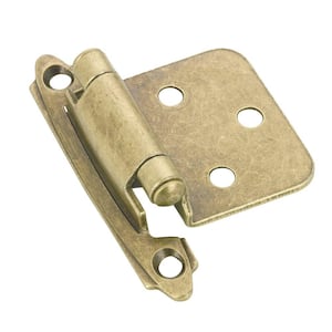 Antique Brass Semi-Concealed Self-Closing Variable Overlay for Face Frame Cabinet Hinge (2-Pack)