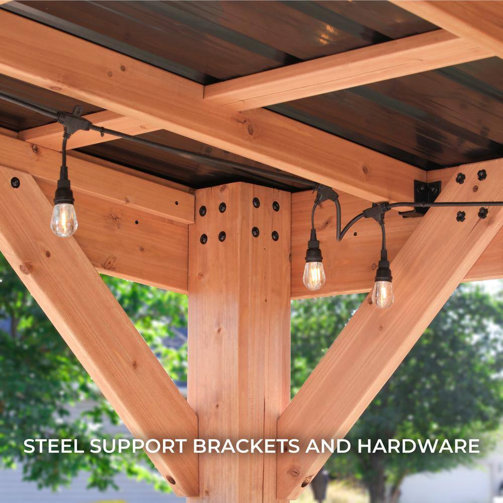 Arcadia 24'x12' Cedar Wood Gazebo with Galvanized Steel Roof