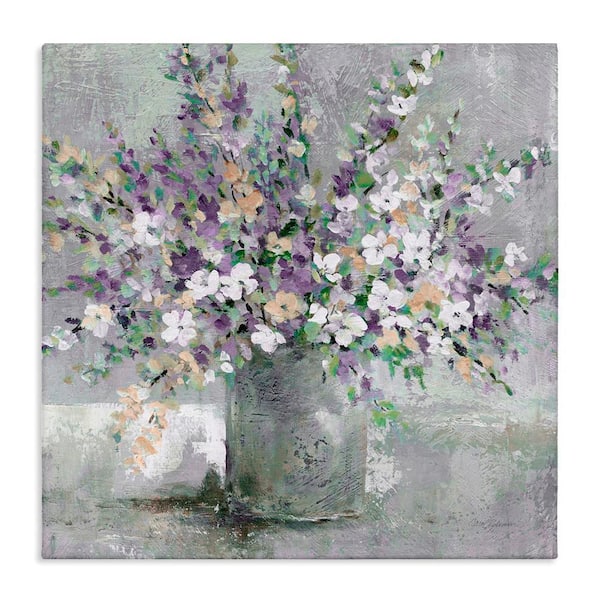 Stupell Industries Blossoming Aster Flower Bouquet by Carol Robinson 1-Piece Wrapped Unframed Nature Graphic Art Print 17 in. x 17 in.