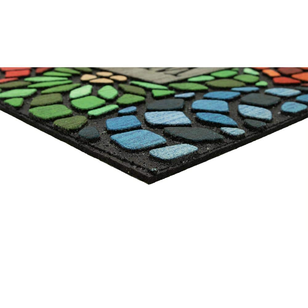Multicolor Stained Glass Floret Welcome Outdoor Mat