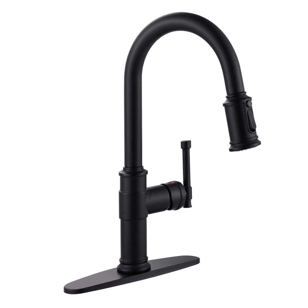 Matte Black 16.2 in. Single Handle Pull Down Sprayer Kitchen Faucet with 360° Spout Swivel in Stainless Steel price history on PriceWatchPro