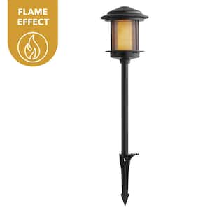 Ambrose Low Voltage 2.4 Lumens Black Integrated LED Path Light with Flicker Flame Effect; Weather/Water/Rust Resistant