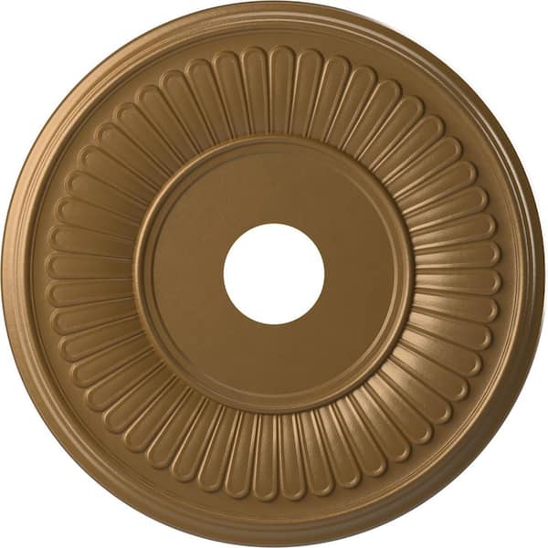 Ekena Millwork 19" OD x 3-1/2" ID x 1" P Berkshire Thermoformed PVC Ceiling Medallion (Fits Canopies up to 8-3/8"), Metallic Gold Rush