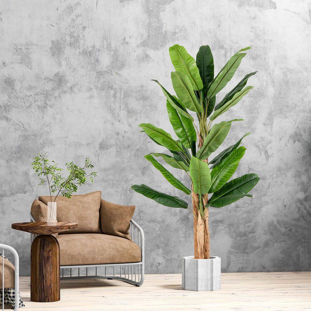 Gymax 2-Piece 6.5 ft. Tall Artificial Banana Tree w/ 27-Large