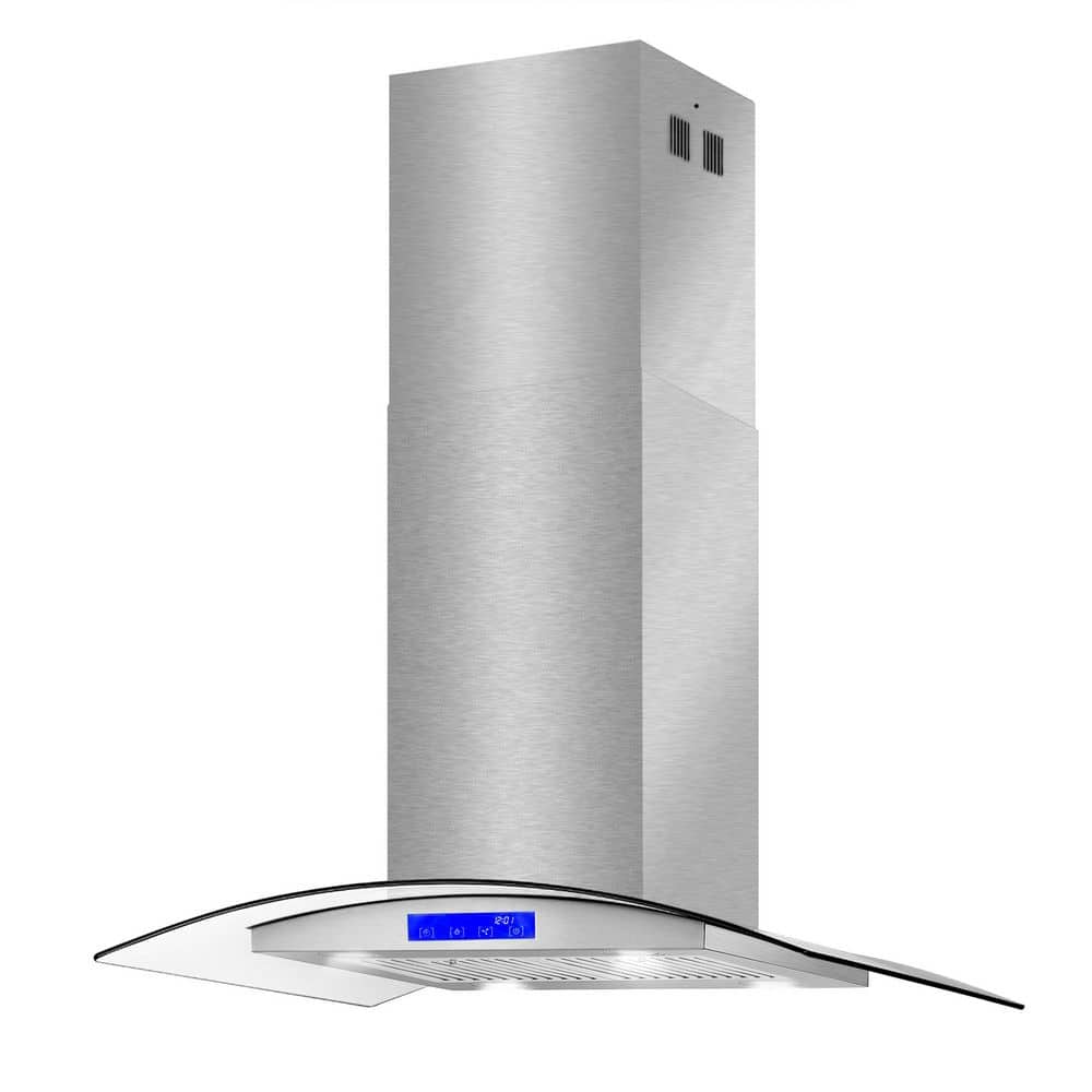 Cosmo 36" Stainless Steel Convertible Island Range Hood with LED Lighting