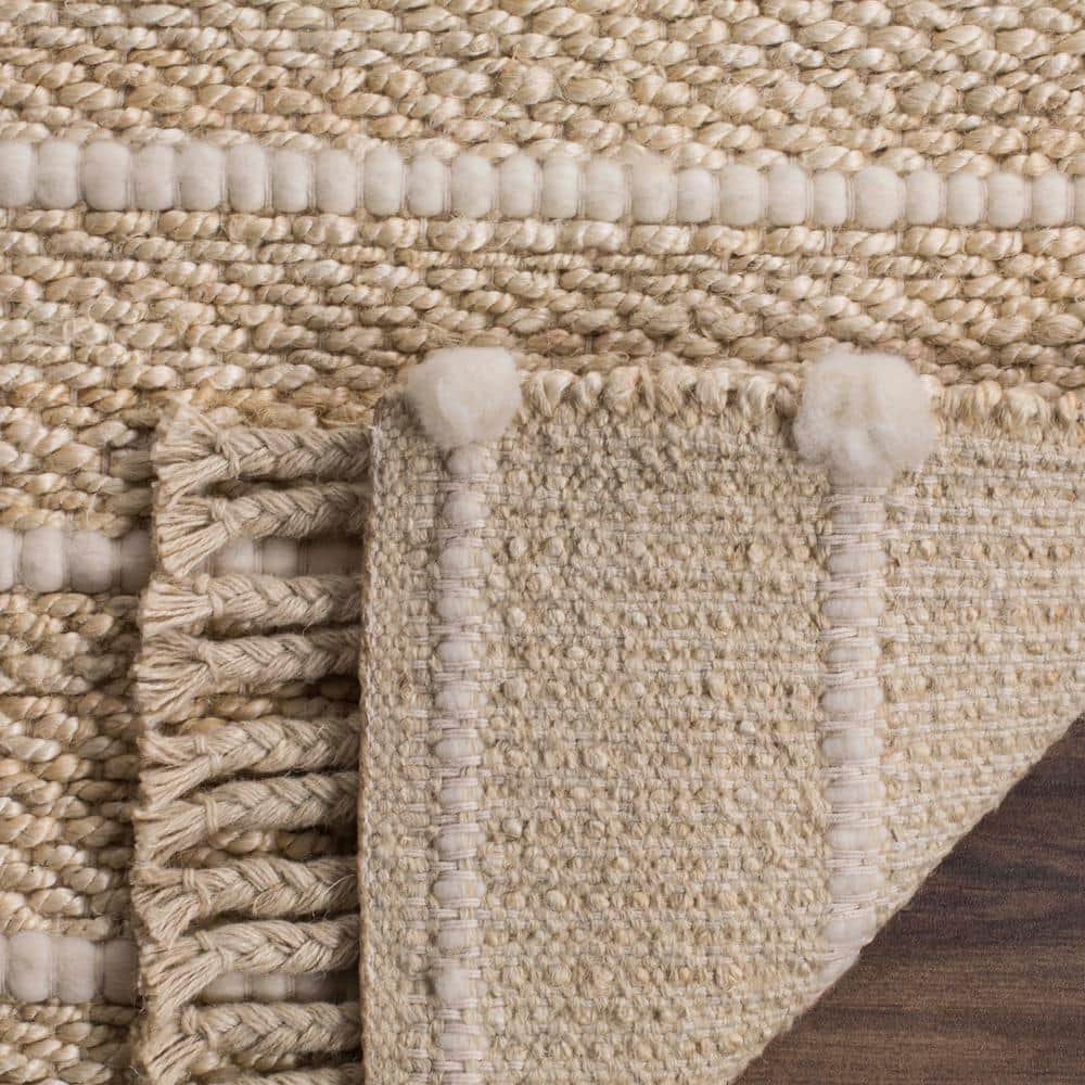 Ivory Flat Woven Handmade Round Wool Rug, 2' x 3'