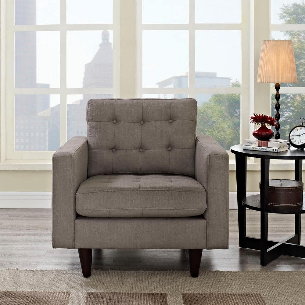 Granite Tufted Upholstered Accent Chair with Wood Legs