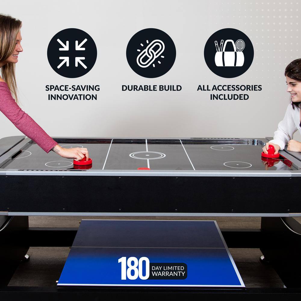 Triple Threat 6-ft 3-in-1 Multi Game Table with Billiards, Air Hockey, and Table Tennis