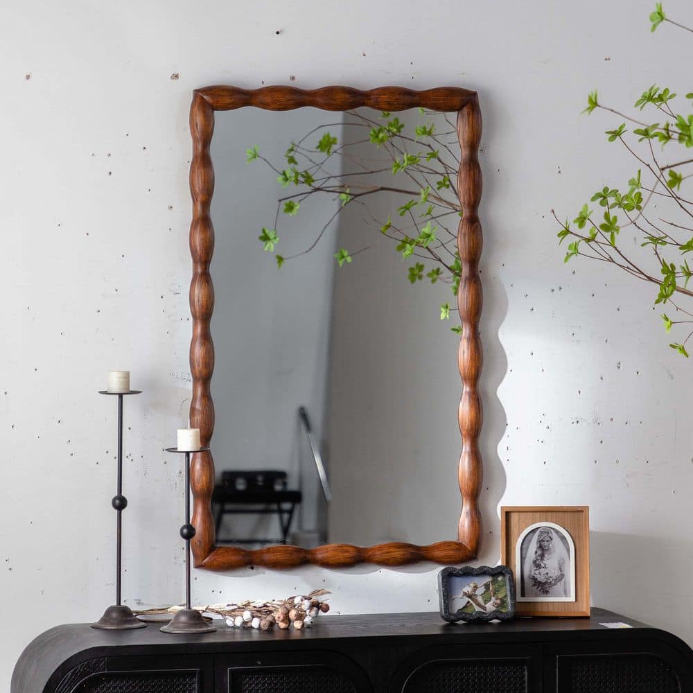24 in W x 36 in. H Brown Rectangle Wood Framed Mirror price history on PriceWatchPro
