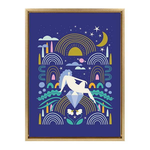 Kate and Laurel Sylvie Diamond Ballet by Elizabeth Olwen Framed Canvas Retro Art Print 18 in. x 24 in.