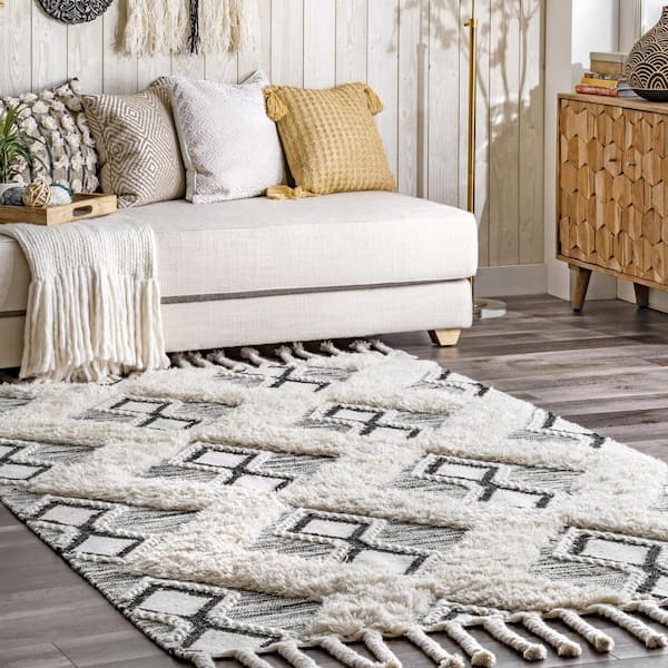 Yara Helix Diamonds Shag Gray 8 ft. x 10 ft. Area Rug