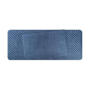 Massage Premium Marine Blue 24 in. x 60 in. Textured Memory Foam 2-Piece Bath Mat Set