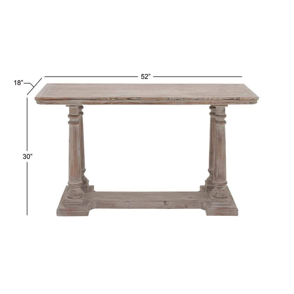 French Country Cottage 52" Light Brown Wood Console Table with Storage
