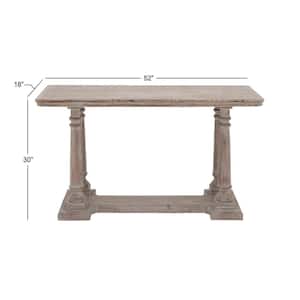 52 in. Light Brown Extra Large Rectangle Wood Console Table with Distressed Accents