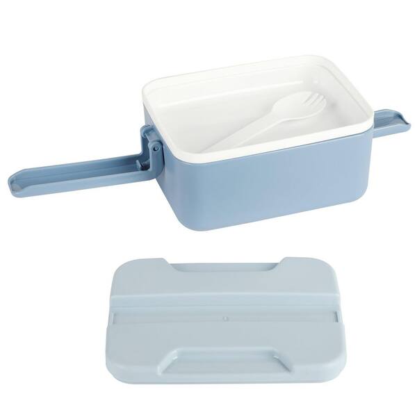 Spice by Tia Mowry Spicy Thyme 6.85 in. Lunch Box Container with Spork in Light Blue