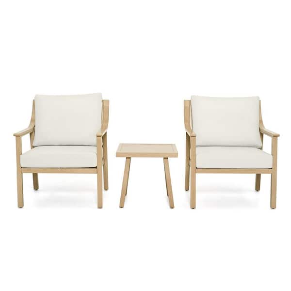 EliteCast 3-Piece Aluminum Patio Conversation Set with Beige Cushions