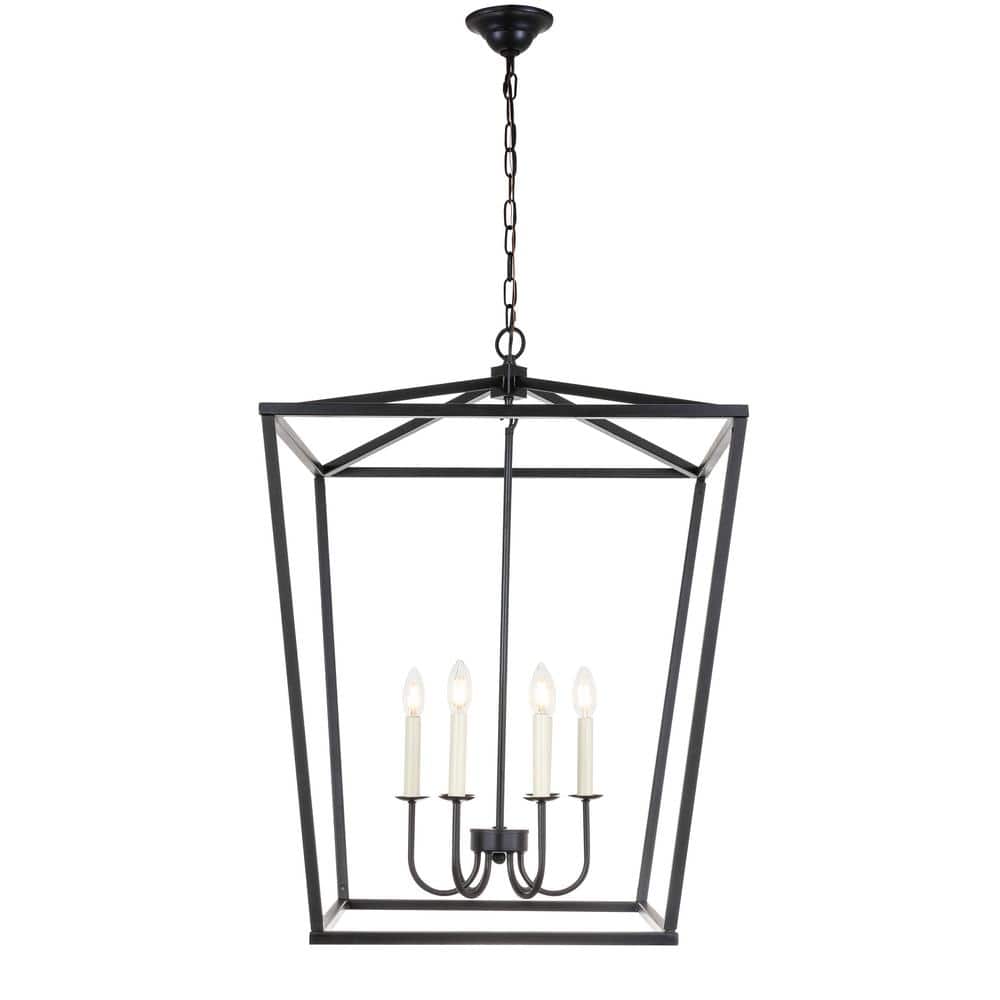 Timeless Home Mason 24 in. W x 32.6 in. H 6-Light Black Pendant
