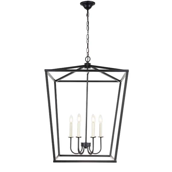 Unbranded Timeless Home Mason 24 in. W x 32.6 in. H 6-Light Black Pendant