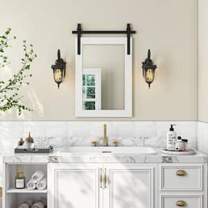 Farmhouse 18 in. W x 26 in. H Rectangle Framed Wall Bathroom Vanity Mirror in White