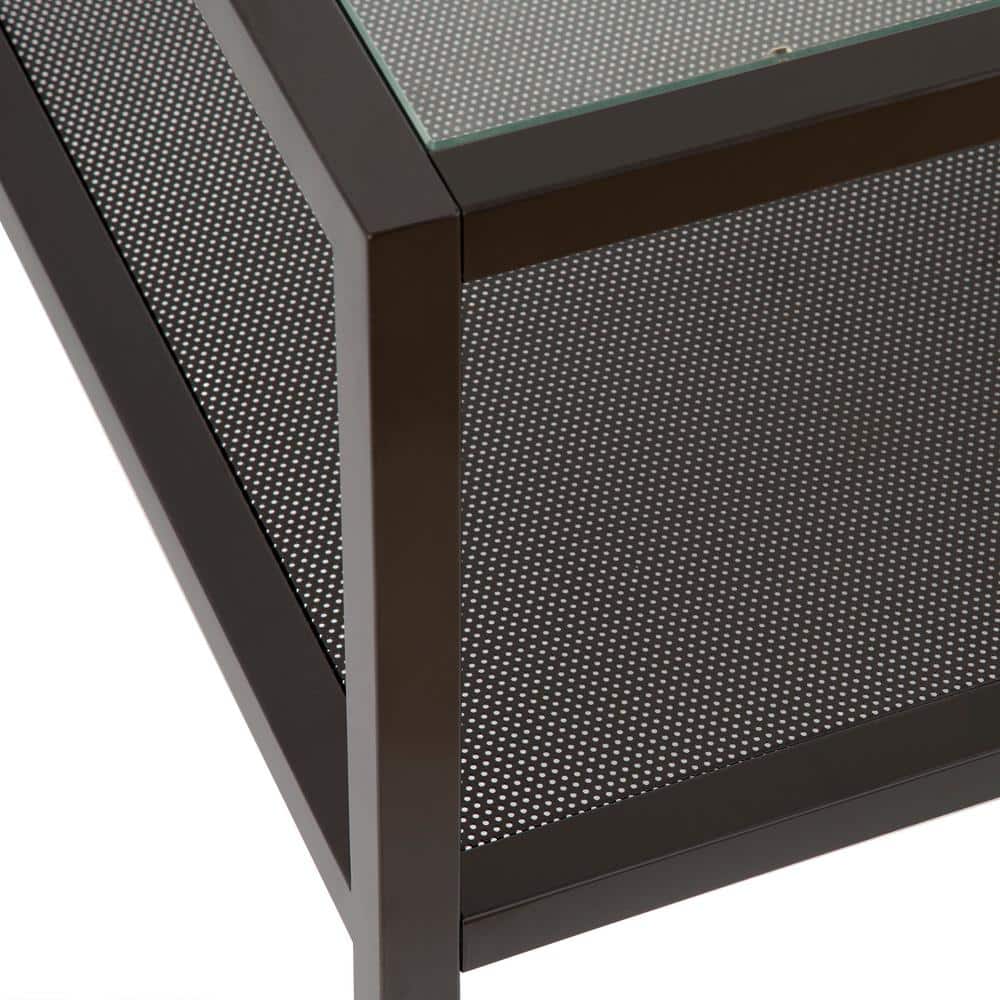 Rigan 45" Blackened Bronze Metal & Glass Rectangular Coffee Table