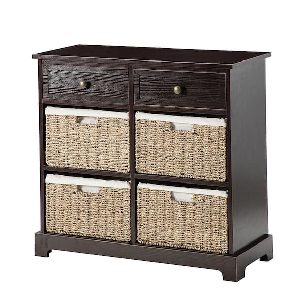 JAYDEN CREATION Fallah 6-Drawer Walnut Accent Chest with Bracket legs