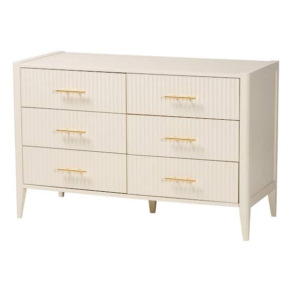 Baxton Studio Primrose Ivory 6-Drawer 47 in. Dresser
