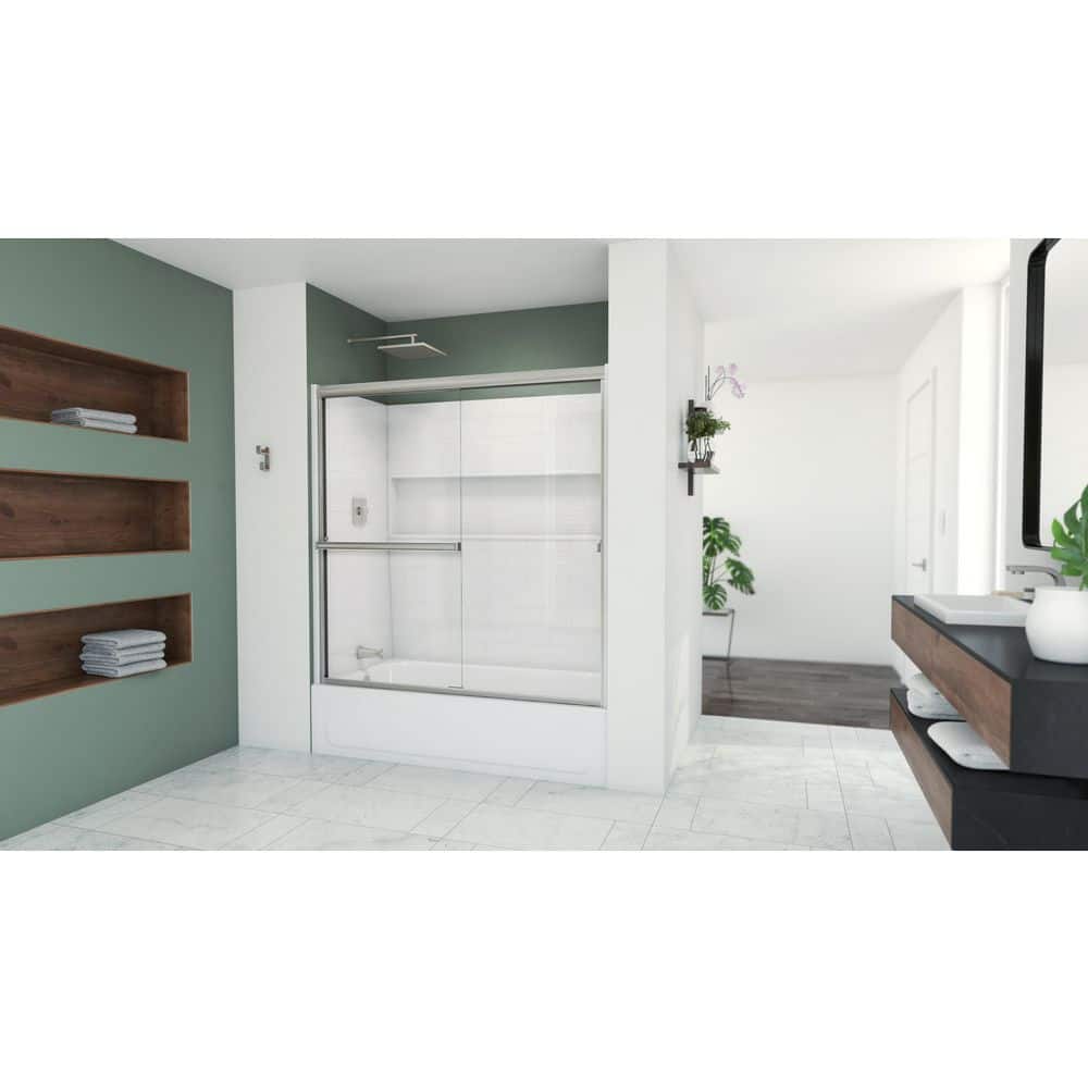 Aloha 56-60 in. W x 58 in. H Semi-Frameless Sliding Shower Door/Enclosure T