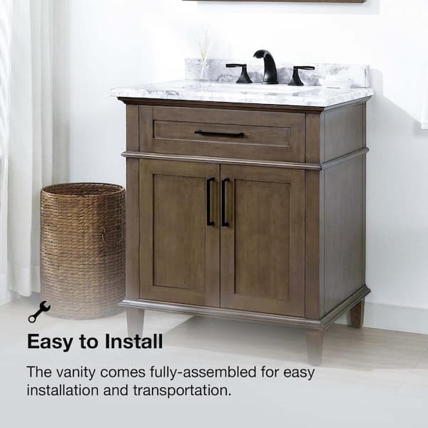 Home Decorators Collection Sonoma 30 In W X 22 D 34 3 H Bath Vanity Almond Lattel With White Carrara Marble Top 30al Home Decorators Collection Sonoma 30 In, Home Depot Install Vanity