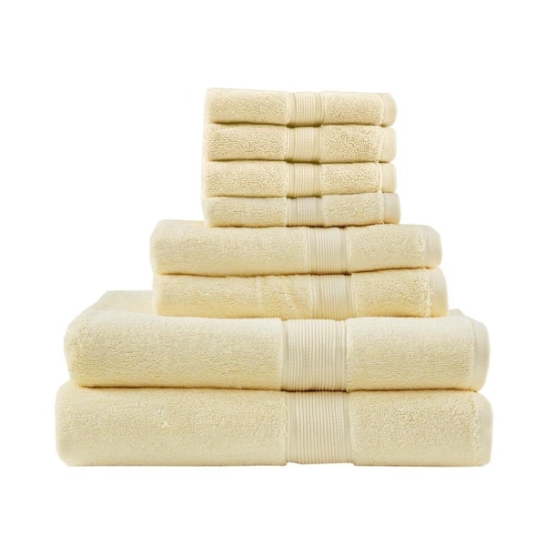 MADISON PARK Signature 800GSM 8-Piece Yellow 100% Premium Long-Staple Cotton Bath Towel Set