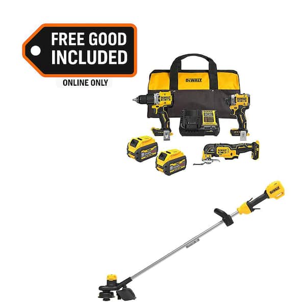 20V MAX Lithium-Ion Cordless 3-Tool Combo Kit and 13 in. String Trimmer with (2) Flexvolt 6.0 Ah Batteries and Charger