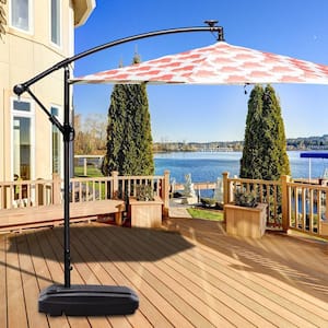 132 lbs. Plastic Patio Umbrella Base in Black Weighted Fill Water Sand Wheel