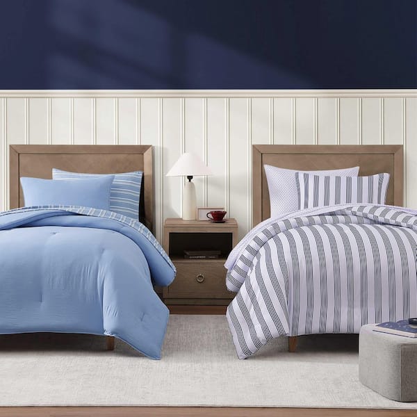 Tommy Hilfiger Campus Stripe 7-Piece White/Dark Blue Microfiber