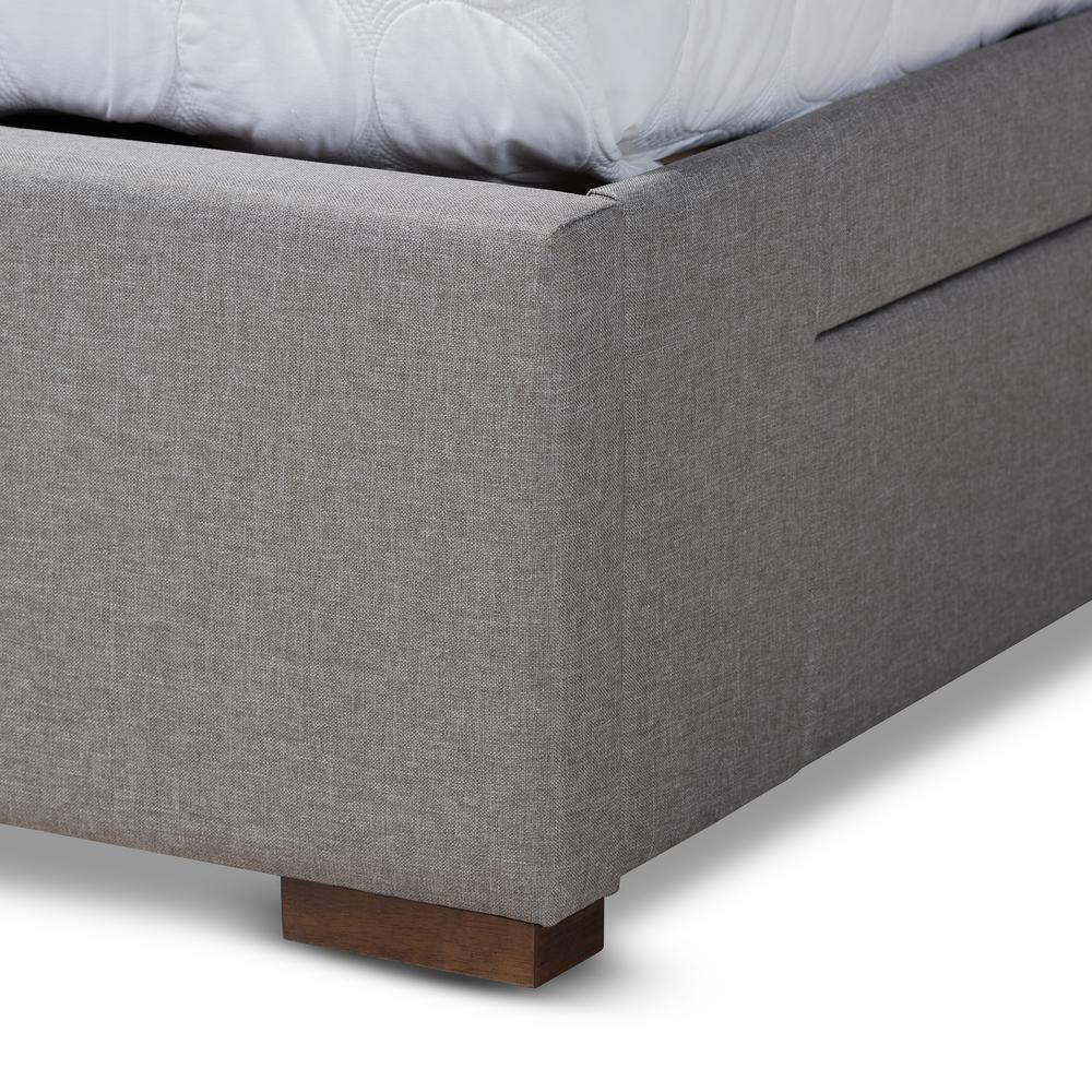 Leni King-Sized Light Grey Upholstered Bed Frame with Storage Drawers