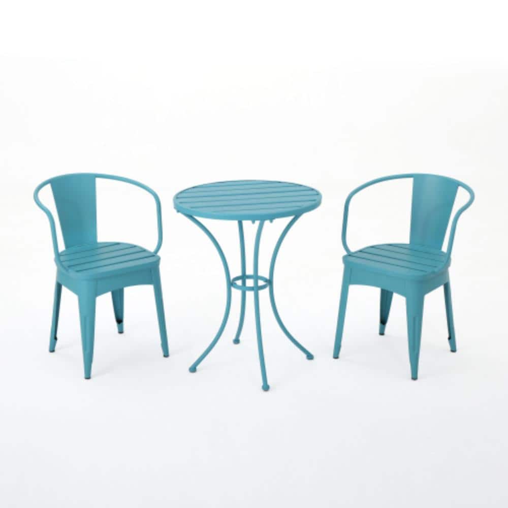 Blue 3 Piece Iron Outdoor Bistro Set price history on PriceWatchPro
