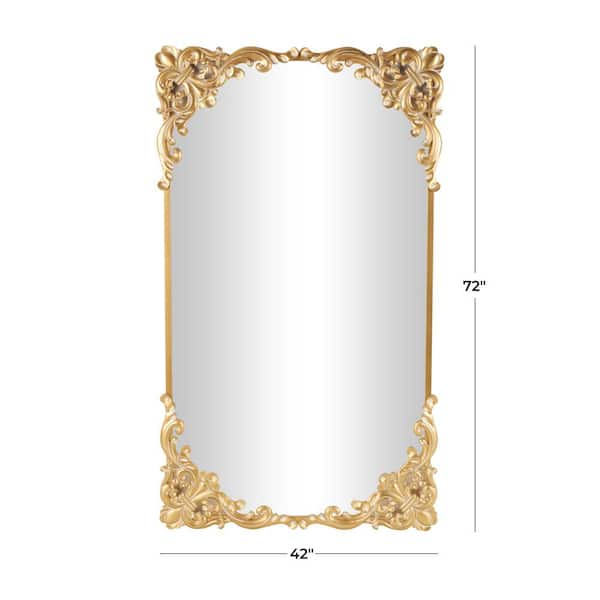 42 in. W. x 72 in. H Gold Metal Polished Tall Ornate Baroque Floor Mirror