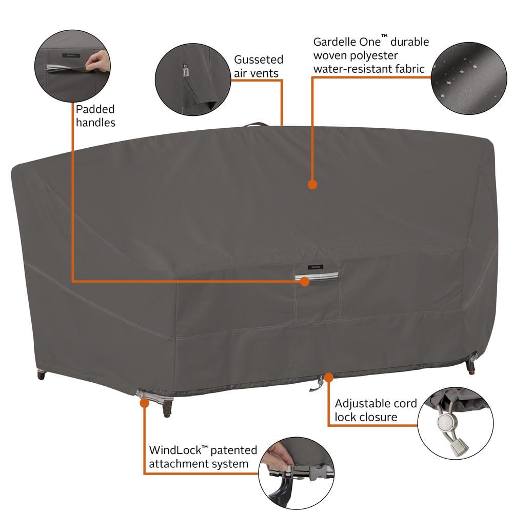 Ravenna Brown Water-Resistant Patio Sectional Sofa Cover with Handles