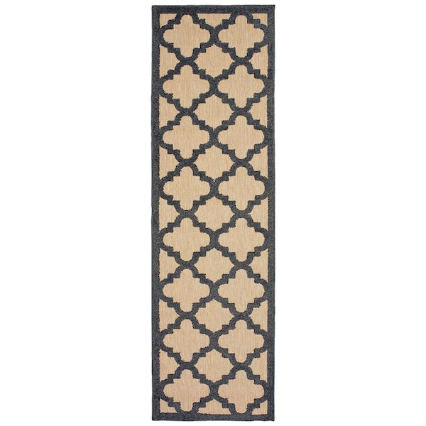 Marina Black 2 ft. x 8 ft. Outdoor Runner Rug