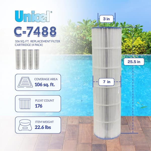 7 in. Dia 106 sq. ft. Pool Replacement Filter Cartridge (4-Pack)