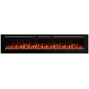 100 in. Electric Fireplace Insert with Remote and Log Crystal, Black