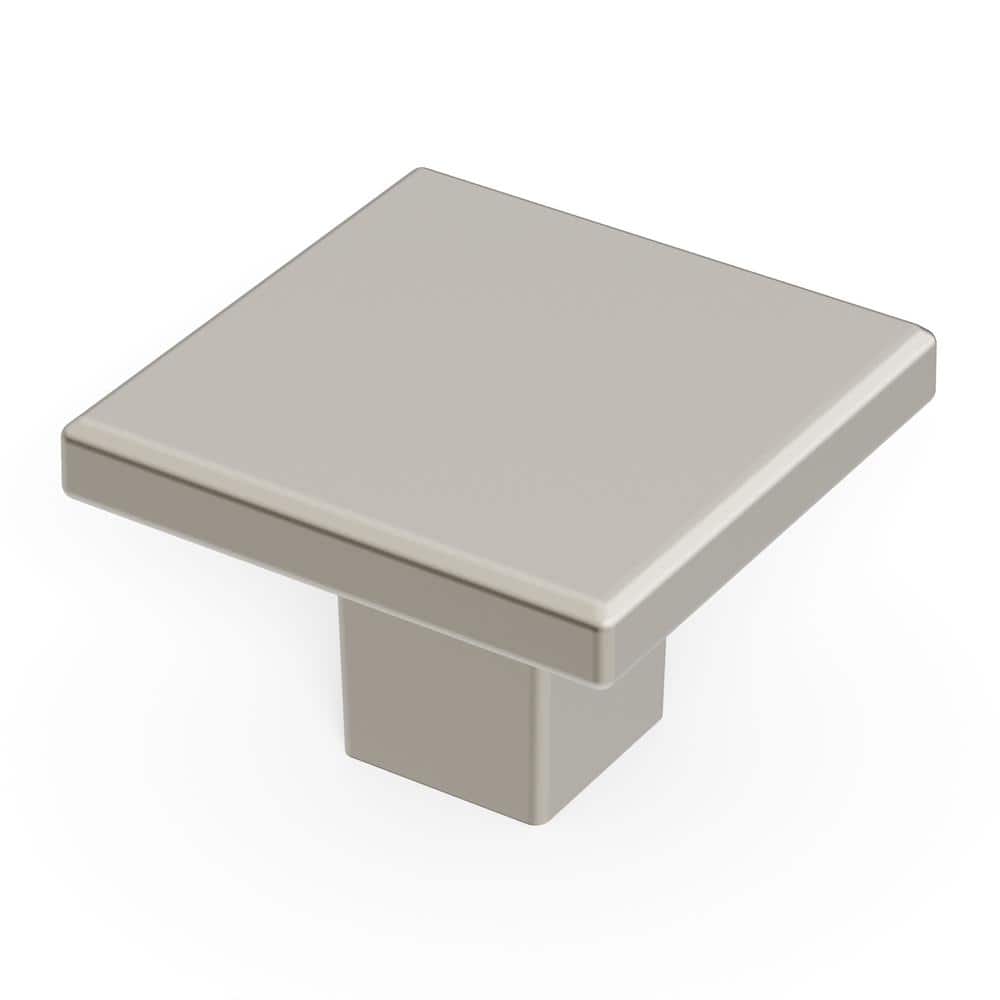 Satin Nickel Square Modern Cabinet Knobs with Mounting Hardware