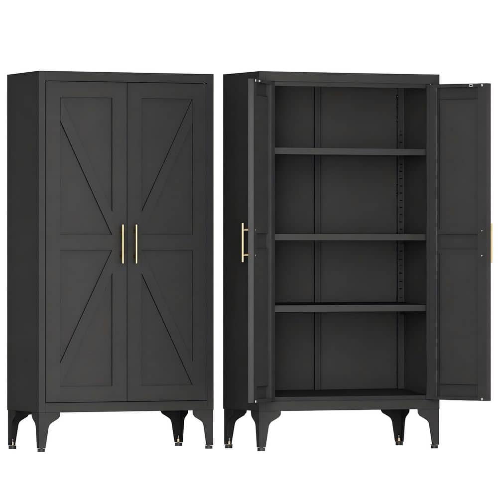 Black 47.25 in. Accent Office Garage Storage Cabinet with 4 Adjustable Shelves and Magnetic Doors price history on PriceWatchPro