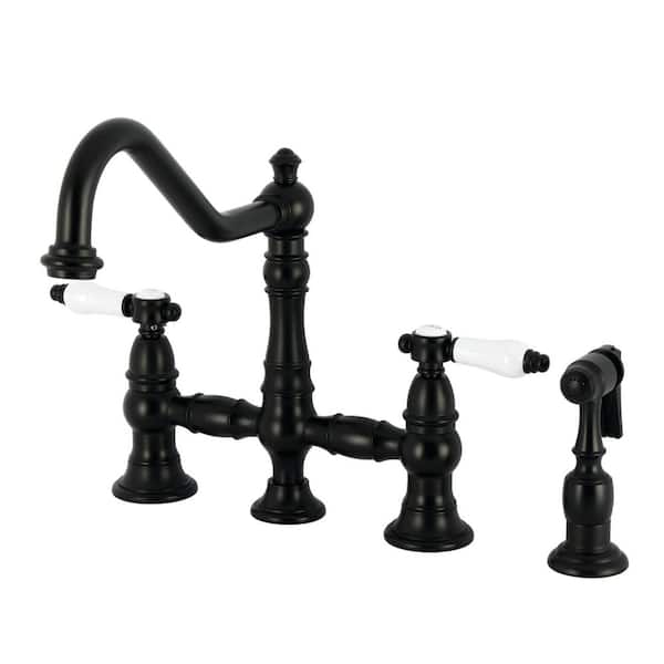 Bel-Air 2-Handle Bridge Kitchen Faucet in Matte Black