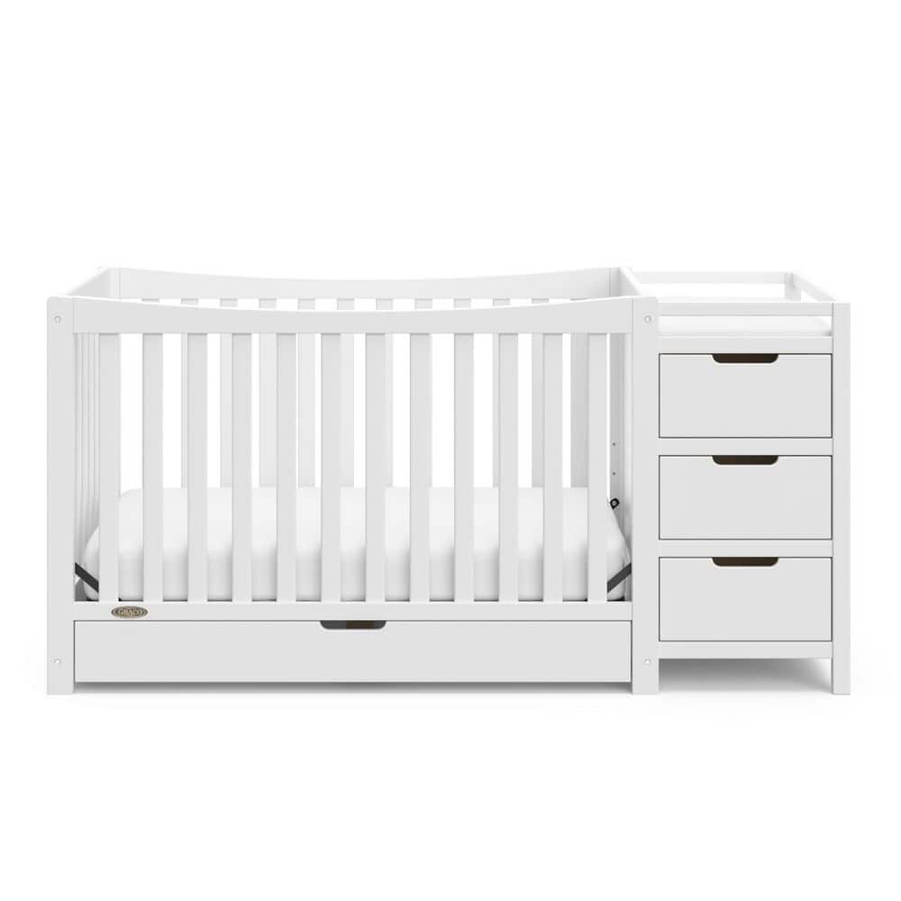 White Pine 4-in-1 Convertible Crib with Changer and Drawer