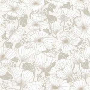 Matilda Grey Poppy Fields Non-Pasted Paper Wallpaper
