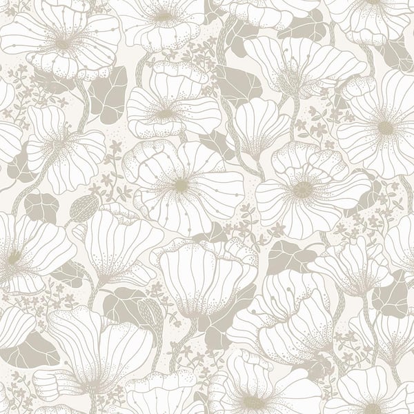 A-Street Prints Matilda Grey Poppy Fields Non-Pasted Paper Wallpaper ...