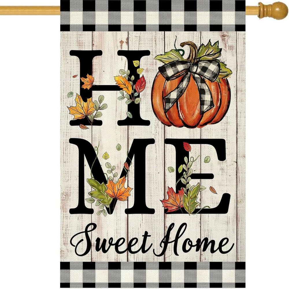Fall Pumpkin House Flag 28x40 in. Double Sided Fall Thanksgiving Home Sweet Home Large Garden Flag Burlap price history on PriceWatchPro